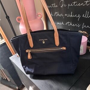 Michael Kors Navy and Tan Tote Bag